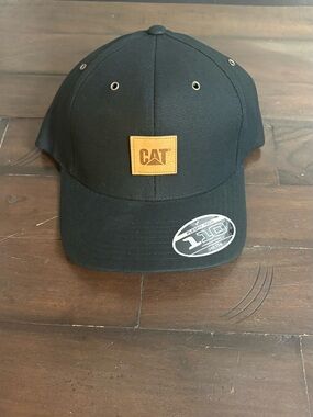 Caterpillar Black Flexfit Cap with Tan CAT Patch